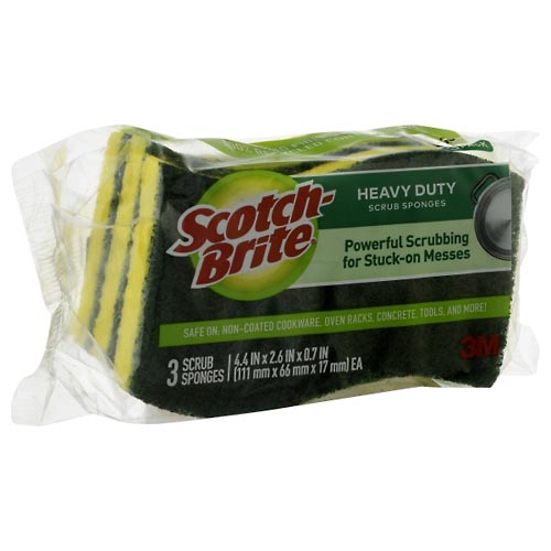 Image for Scotch Brite Scrub Sponges, Heavy Duty, 3 Pack,3ea from RelyCare Pharmacy