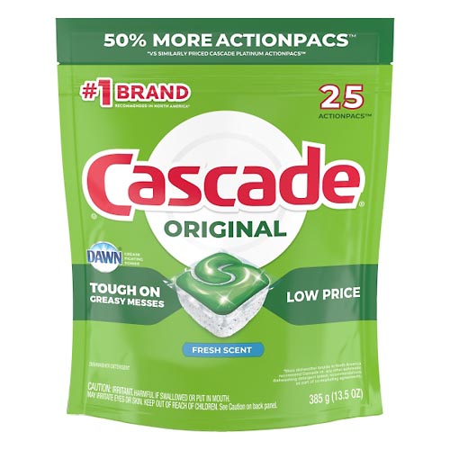 Image for Cascade Dishwasher Detergent, Fresh Scent, Action Pacs,25ea from RelyCare Pharmacy