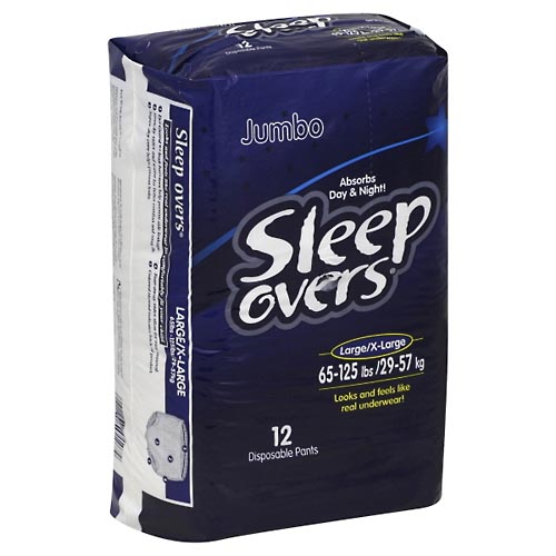 Image for Sleep Overs Disposable Pants, Large/X-Large (65-125 lbs), Jumbo,12ea from RelyCare Pharmacy