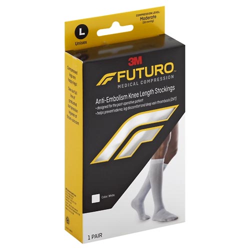Image for Futuro Stockings, Knee Length, White, L, Unisex,1pr from RelyCare Pharmacy