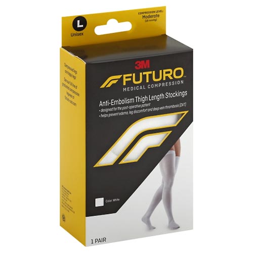 Image for Futuro Stockings, Anti-Embolism, White, Thigh Length, L, Unisex,1pr from RelyCare Pharmacy