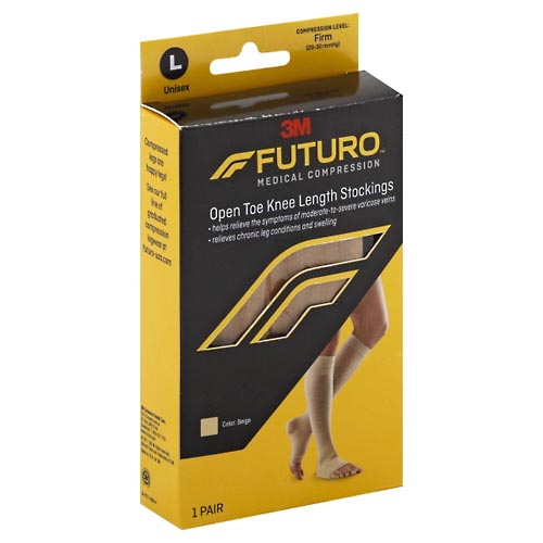 Image for Futuro Stockings, Open Toe Knee Length, Unisex, Nude, Large,1pr from RelyCare Pharmacy