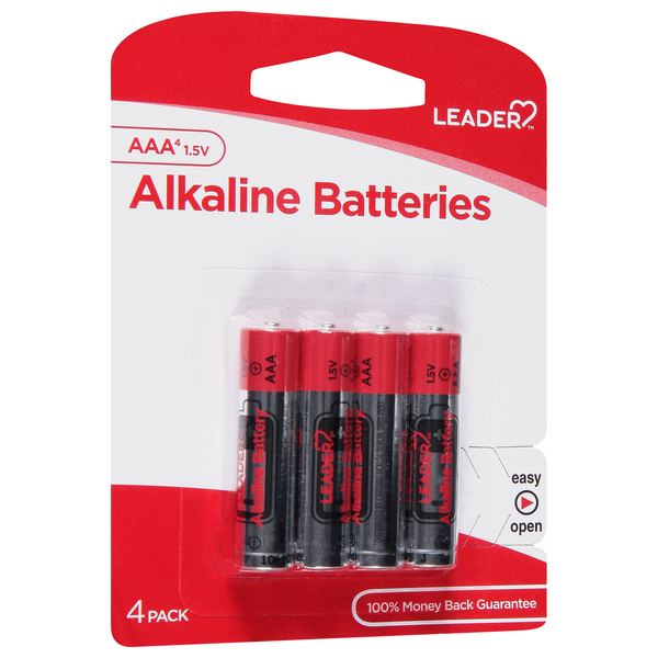 Image for Leader Batteries, Alkaline, AAA, 1.5V, 4 Pack, 4ea from RelyCare Pharmacy