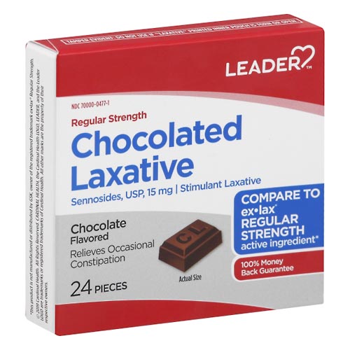 Image for Leader Chocolated Laxative, Regular Strength, 15 mg, Chocolate Flavored,24ea from RelyCare Pharmacy