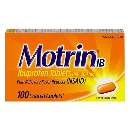 Image for Motrin Ibuprofen, 200 mg, Caplets,100ea from RelyCare Pharmacy
