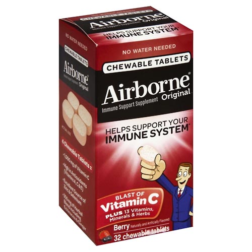 Image for Airborne Immune Support Supplement, Original, Chewable Tablets, Berry,32ea from RelyCare Pharmacy